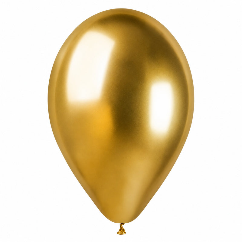 Latexballon 33 cm Golden Dots Weiß Gold | 5 Stück