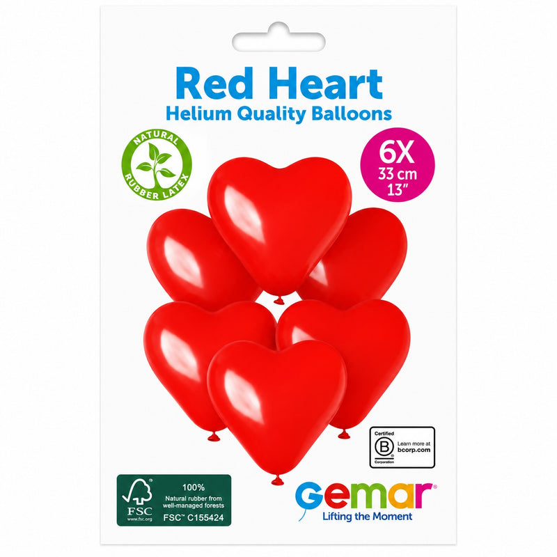 Latexballon Herz 30 cm Rot #045 | 6 Stück