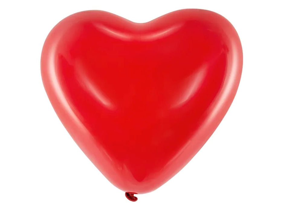 6 Stk. Herz Luftballon Ø40cm "Unifarben" | Rot