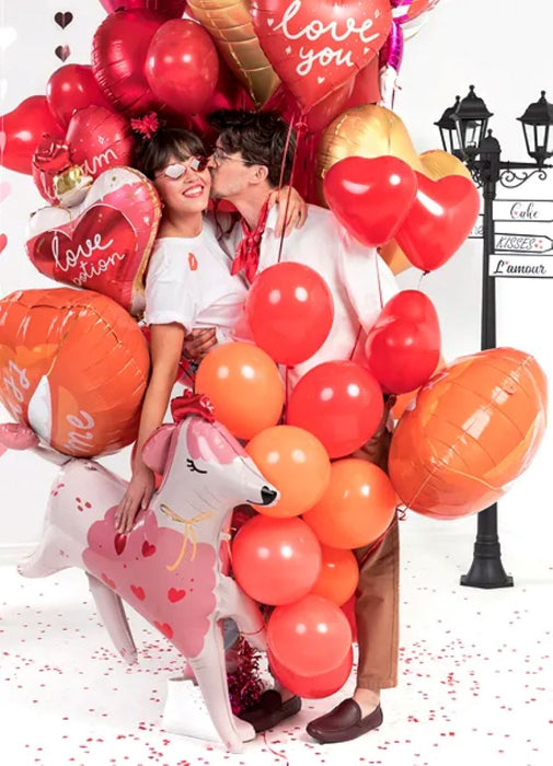 6 Stk. Herz Luftballon Ø40cm "Unifarben" | Rot