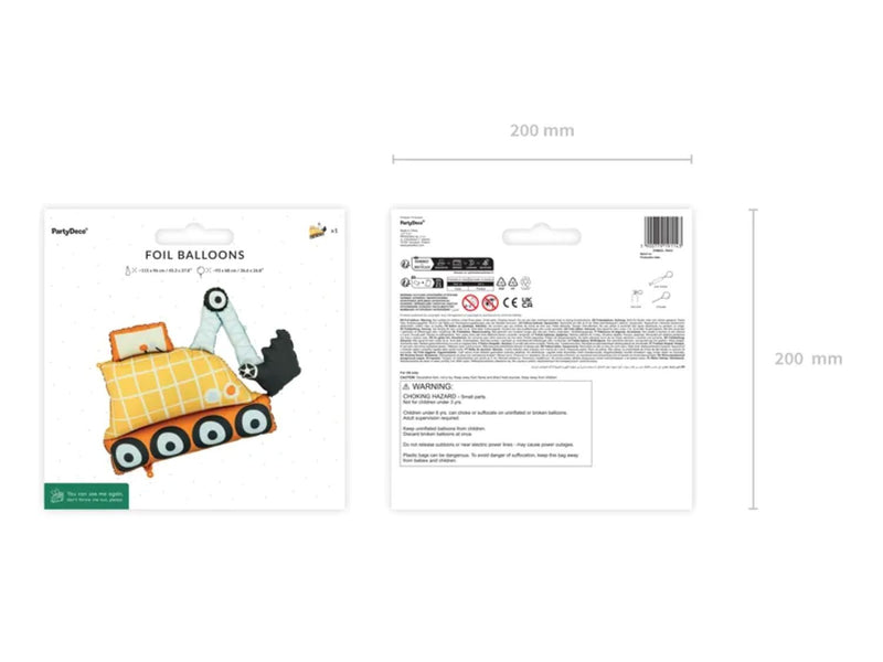 Folienballon "Bagger" | 93x68cm (MIT LUFT oder HELIUM ZU BEFÜLLEN)