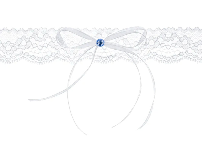 Spitzenstrumpfband mit Schleife | Weiß
