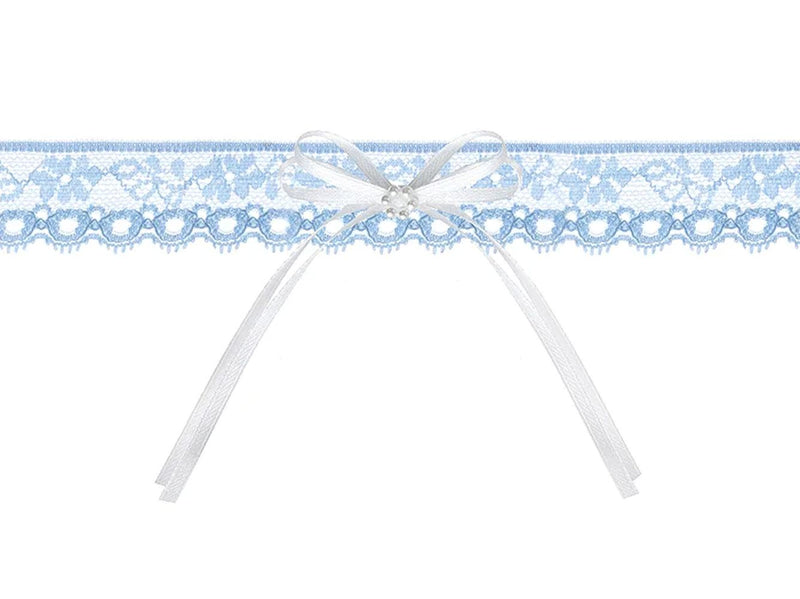 Spitzenstrumpfband mit Schleife | Blau