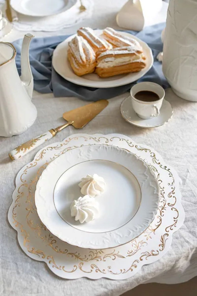 Tischsets Weiß Gold-Ornament 35,5 cm | 6 Stück