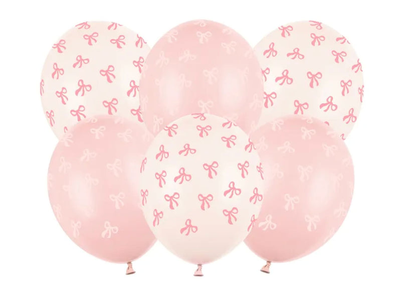 6 Stk. Luftballon Ø30cm "Schleife" | Pastell Creme/Rosa