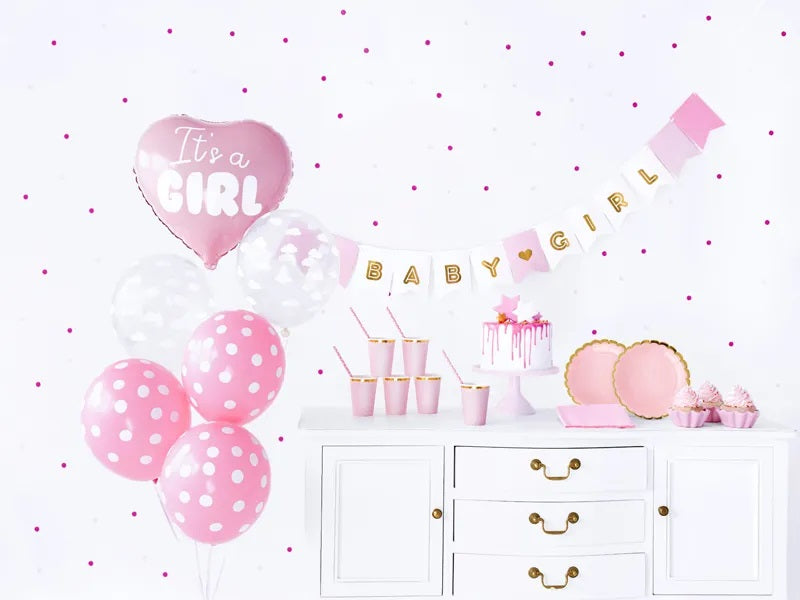 Party Dekorationsset "It's a girl" 49-tlg. | Rosa Dekoration für Babyparty