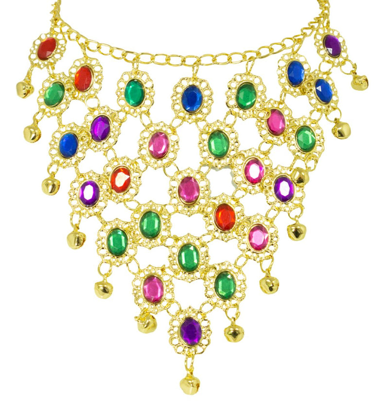 Goldene Strass Halskette "Orient" | Mehrfarbig