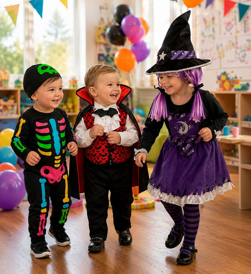 "Buntes Skelett" Kostüm für Babys | Overall und Mütze