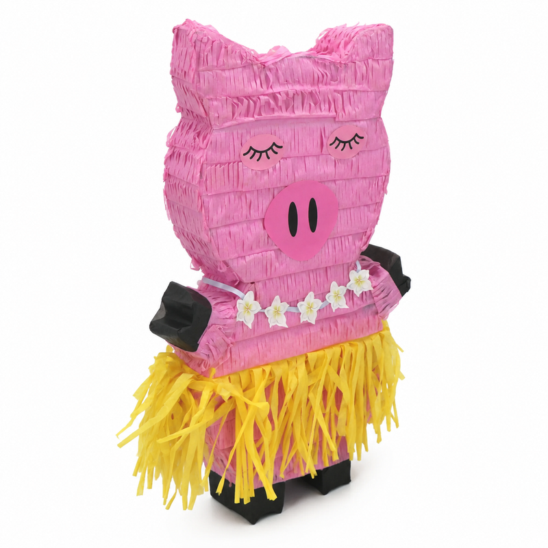 Pinata "Rosa Schweinchen mit Bastrock" | 26x7,5x43cm
