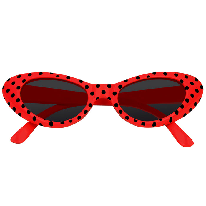 Cat Eye Brille "Sandy" mit Punkten | Partybrille 60er Jahre Retro Kostüm
