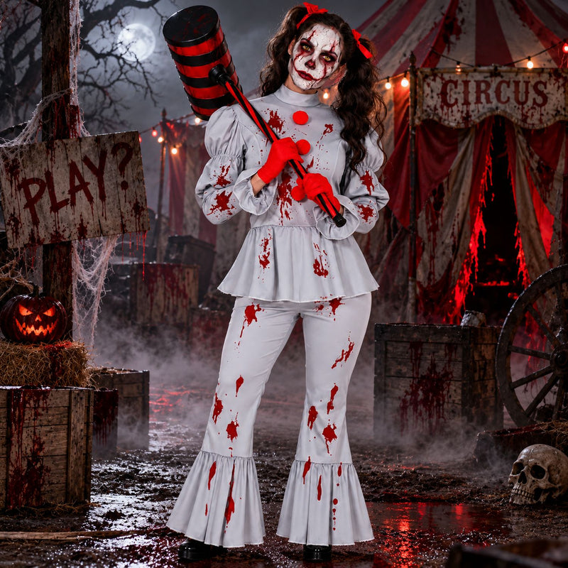 Horror Clownin "Grey" Kostüm für Damen | 2-tlg.