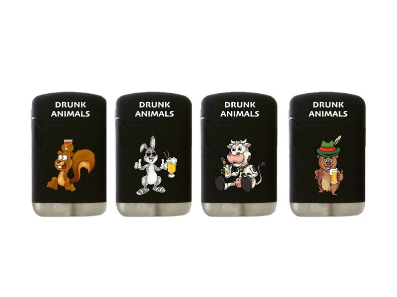 Easy Torch Relief Drunk Animals Feuerzeug | Schwarz 4v4