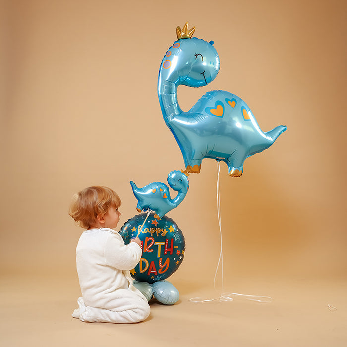14" Miniloon "Dino mit Krone" | Blau 26x27cm