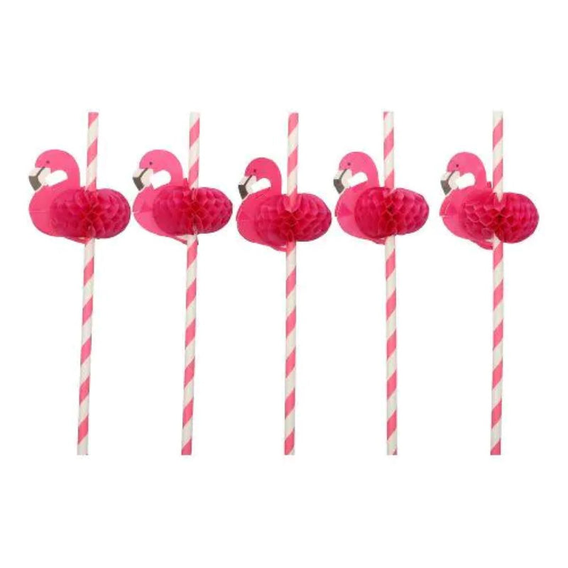 Papierstrohhalme "Flamingo" | 50 Trinkhalme Ø 6 mm x 20 cm Pink