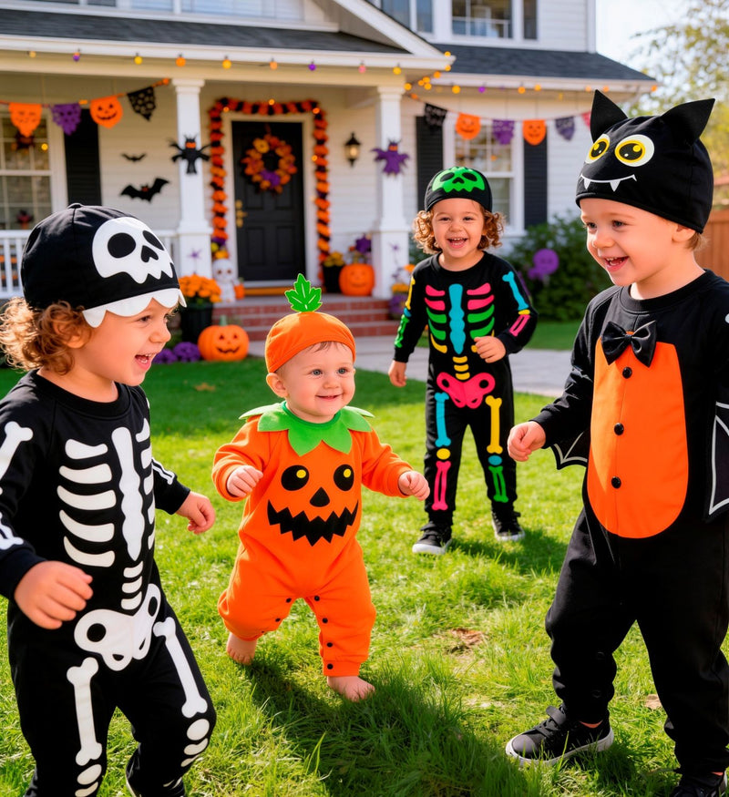 "Kleine Fledermaus" Kostüm für Babys | Overall und Mütze | Schwarz Orange