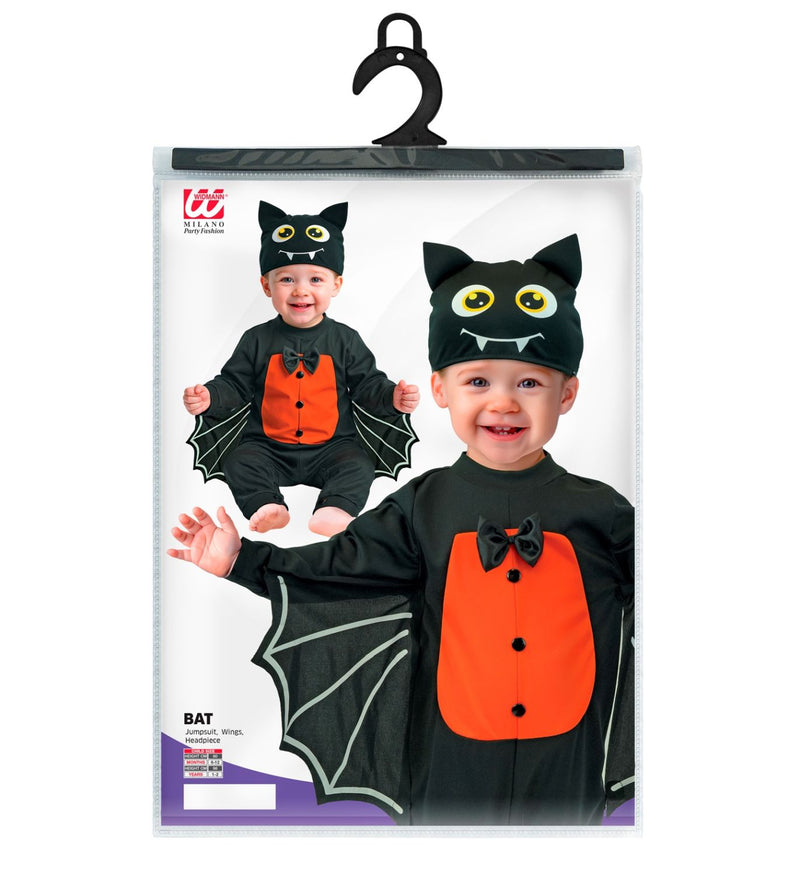 "Kleine Fledermaus" Kostüm für Babys | Overall und Mütze | Schwarz Orange