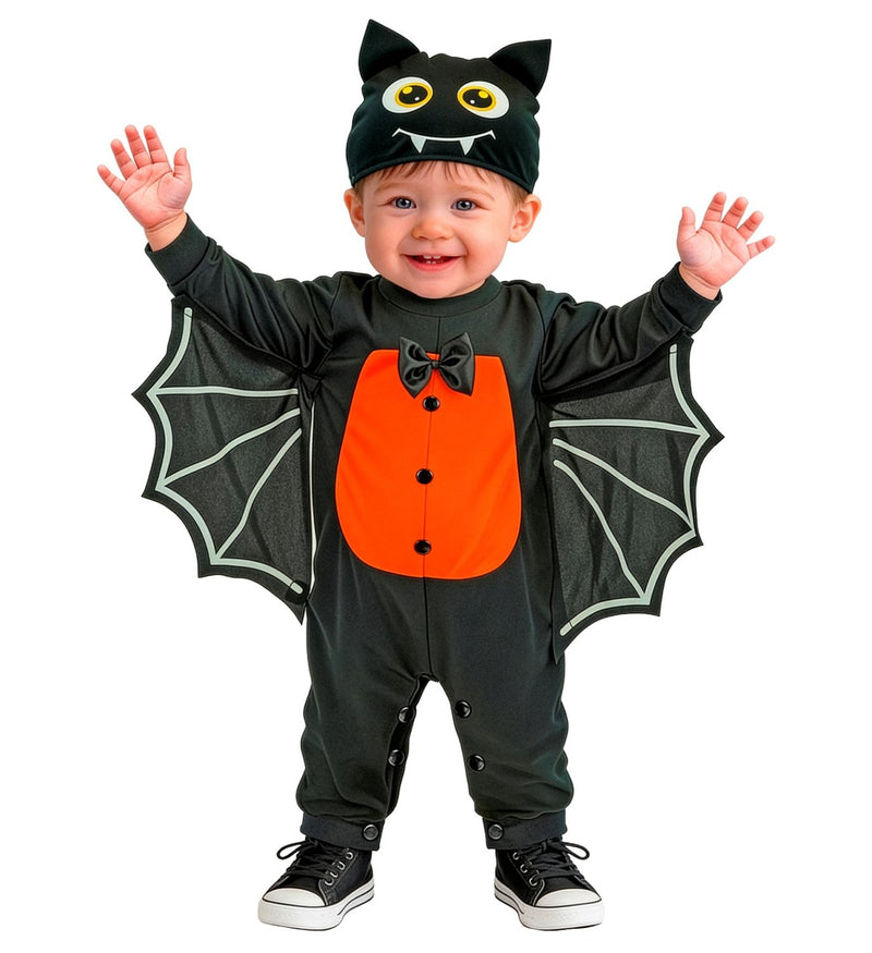 "Kleine Fledermaus" Kostüm für Babys | Overall und Mütze | Schwarz Orange