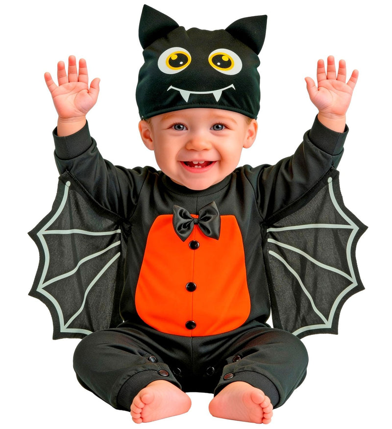 "Kleine Fledermaus" Kostüm für Babys | Overall und Mütze | Schwarz Orange