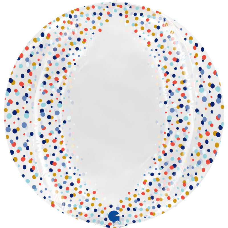 Folienballon "Transparent Confetti 4D" 48 cm | Mehrfarbig