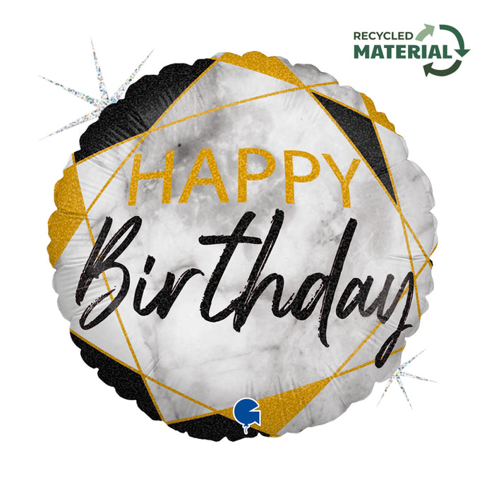 Folienballon "Happy Birthday - Marble Mate" Ø 35 cm | Mehrfarbig