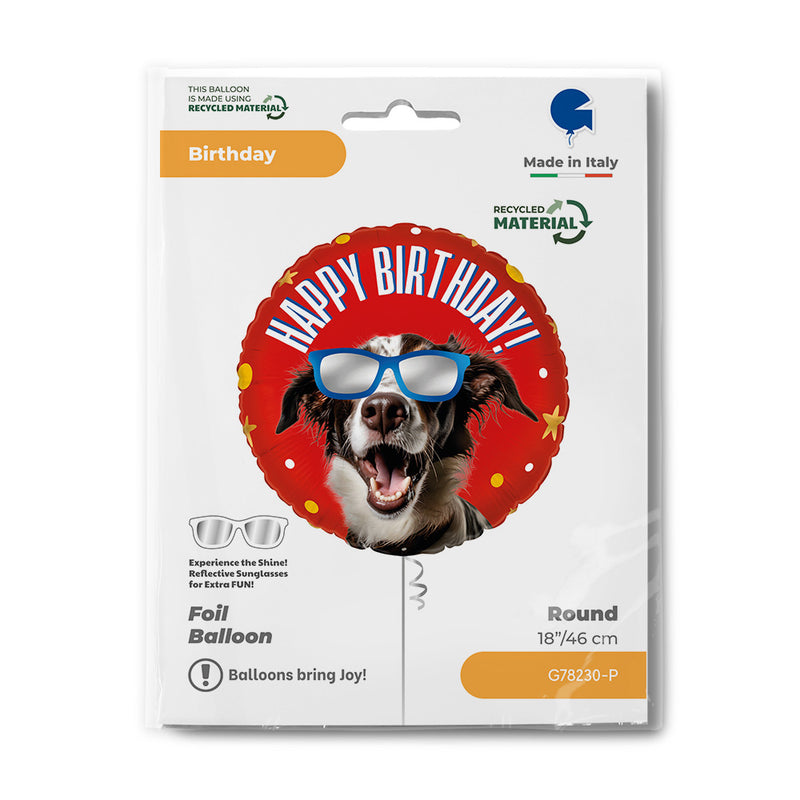 18"/Ø46cm Folienballon "Happy Birthday"  Hund