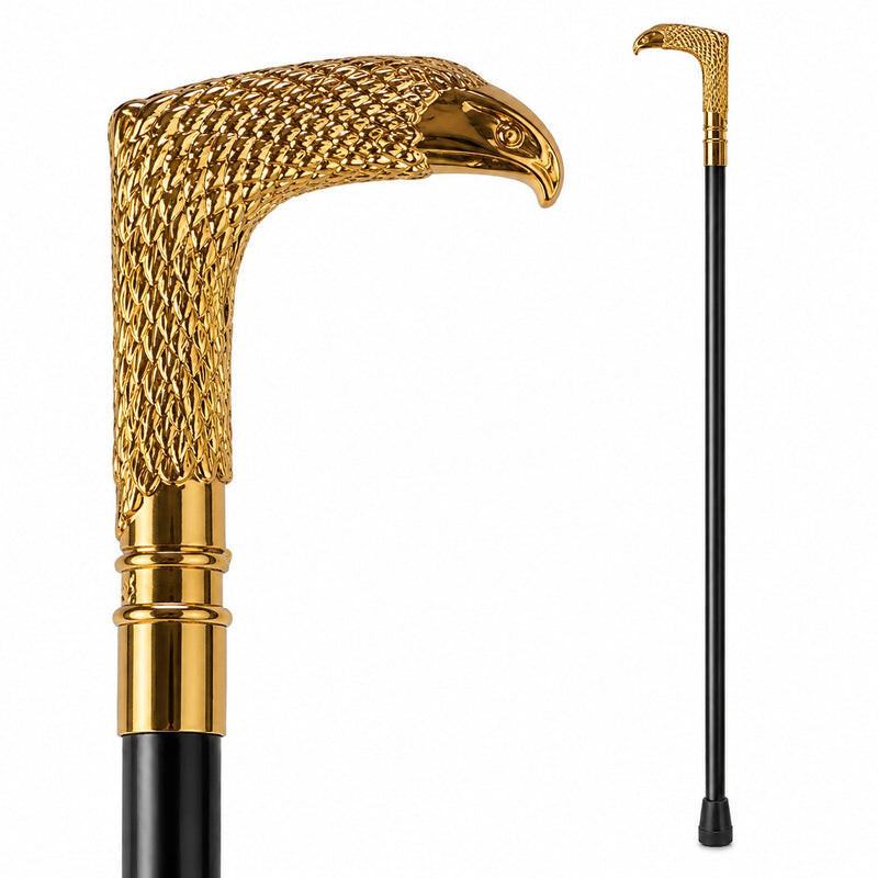 Gehstock aus Metall "Golden Horus - Adler" | Schwarz Gold