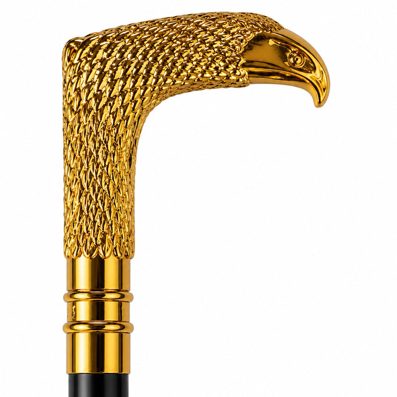 Gehstock aus Metall "Golden Horus - Adler" | Schwarz Gold