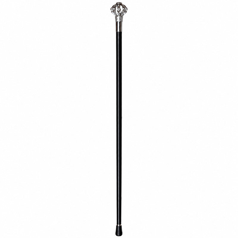 Gehstock aus Metall | Silberne Krone - 93 cm