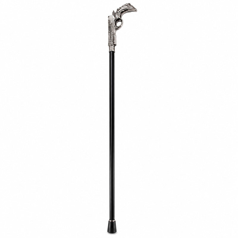 Gehstock aus Metall "Pistole" | Schwarz Silber