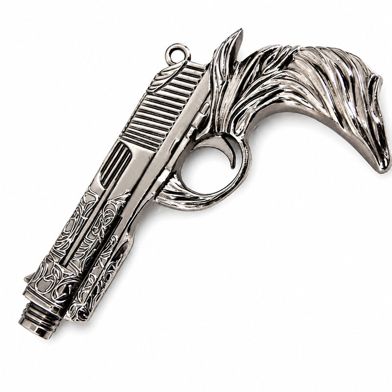 Gehstock aus Metall "Pistole" | Schwarz Silber