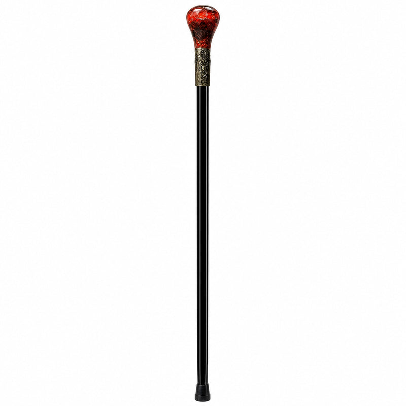 Gehstock aus Metall "Rubin mit Spinne" | Schwarz Rot