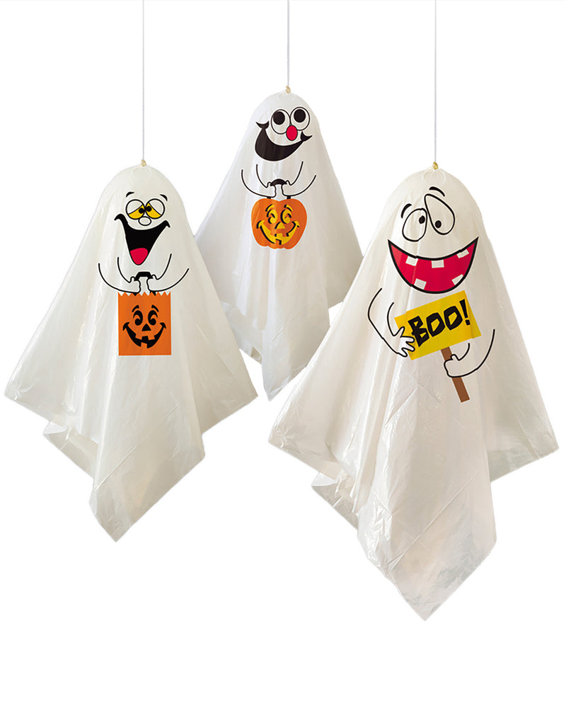 Hängedeko Lustige Geister Ballons und Kunststofftücher 3Stk. für Halloween