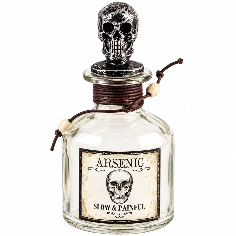 Deko Giftflasche „Arsenic“ mit Totenkopf 16 cm | Transparent