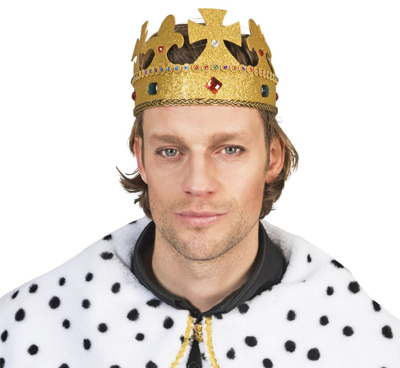 Goldene Glitzer Krone mit Edelsteinen | Königskrone