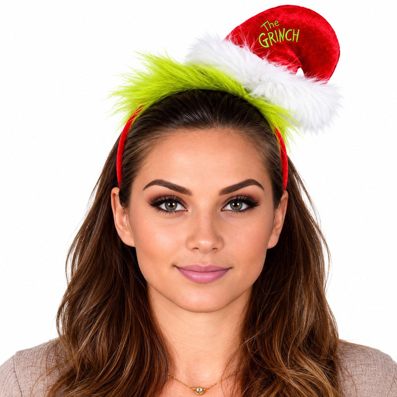 "The Grinch" Haarreif mit Weihnachtsmütze | Rot Grün