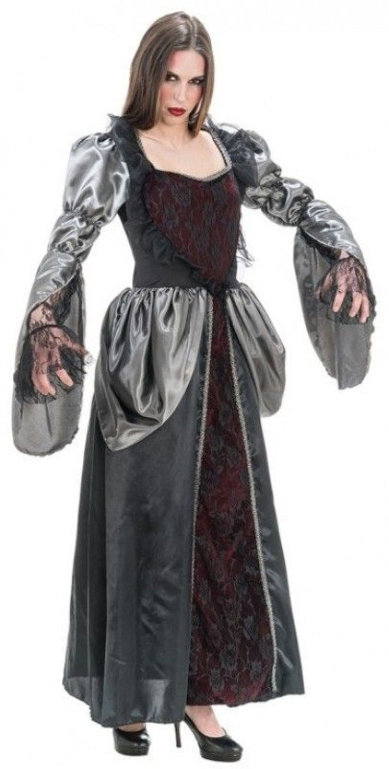 Vampir Kostüm "Siria" für Damen | Grau Weinrot