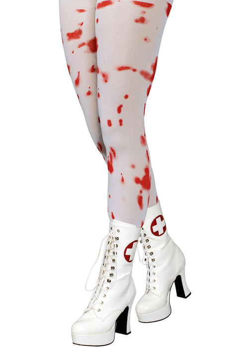 Blutige Damen Strumpfhose "Bloody" | Weiß Rot