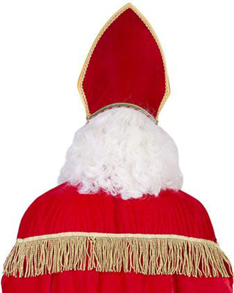 Heiliger Bischof Sankt Nikolaus Kostüm für Herren mit Mitra | Rot Weiß
