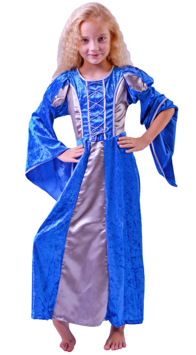 Burgfräulein Kostüm "Prinzessin Helena" für Mädchen | Blau Silber
