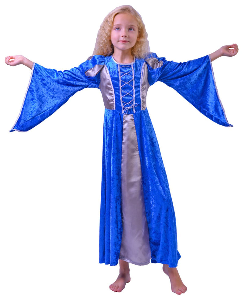 Burgfräulein Kostüm "Prinzessin Helena" für Mädchen | Blau Silber