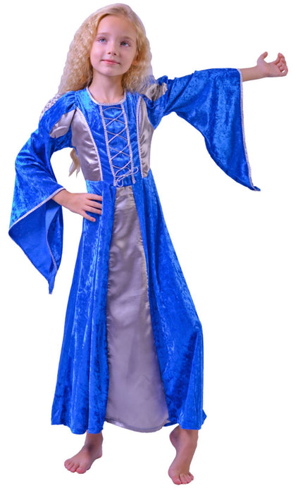 Burgfräulein Kostüm "Prinzessin Helena" für Mädchen | Blau Silber