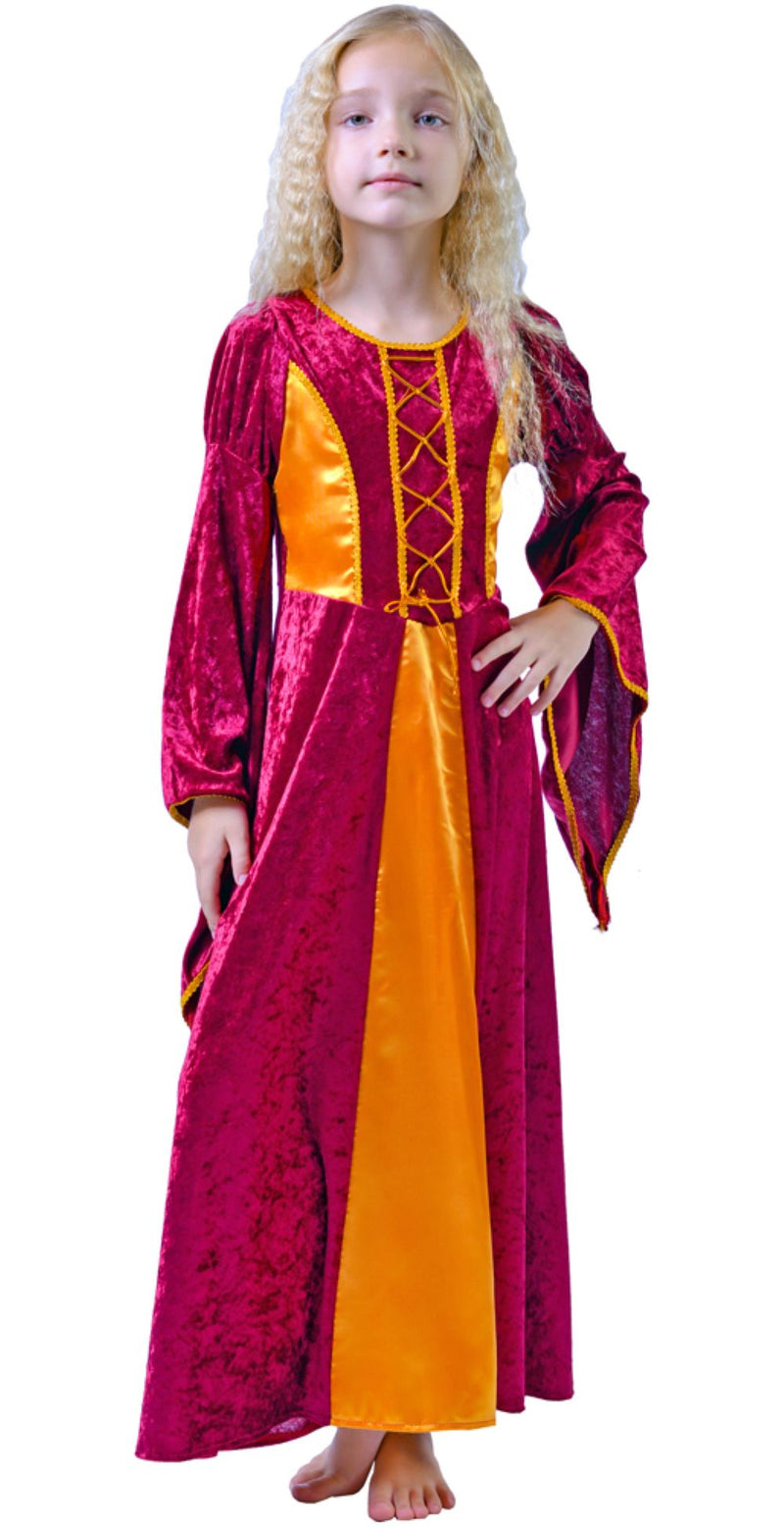Burgfräulein Kostüm "Prinzessin Helena" für Mädchen | Burgunderrot Gold
