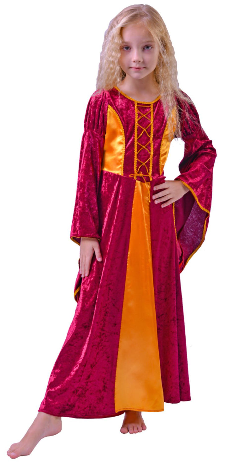 Burgfräulein Kostüm "Prinzessin Helena" für Mädchen | Burgunderrot Gold