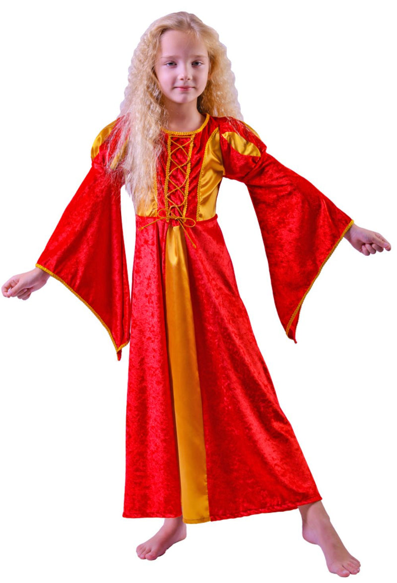 Burgfräulein Kostüm "Prinzessin Helena" für Mädchen | Rot Gold