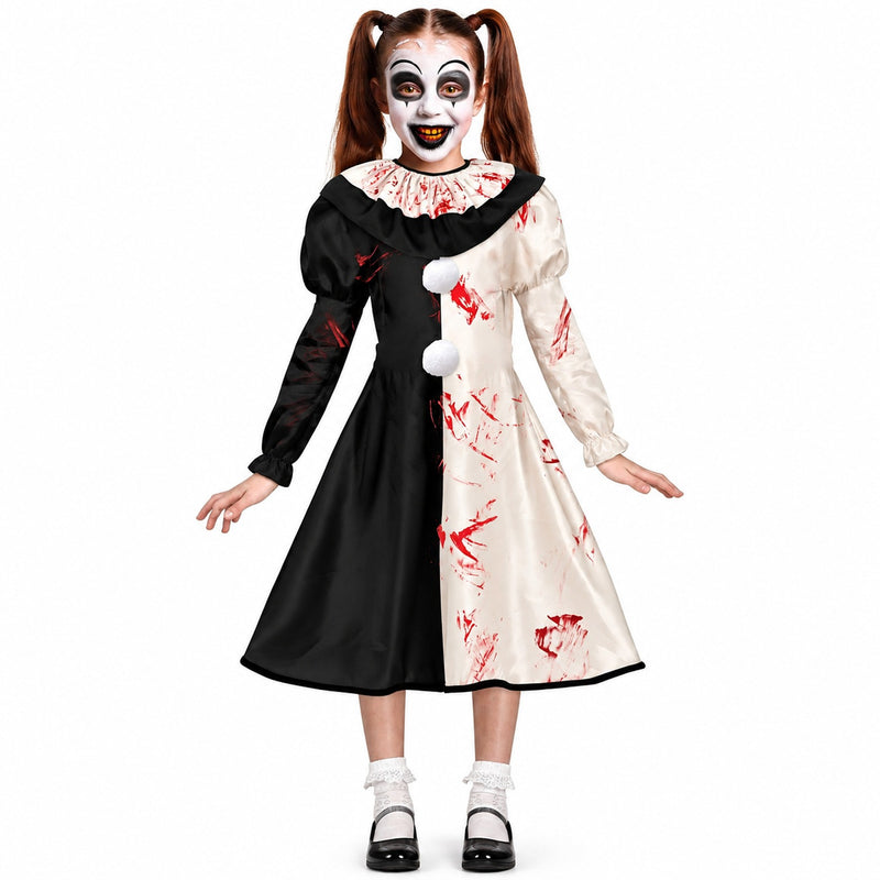 Terror Clownin "Harlekin" Kostüm für Mädchen | Kleid
