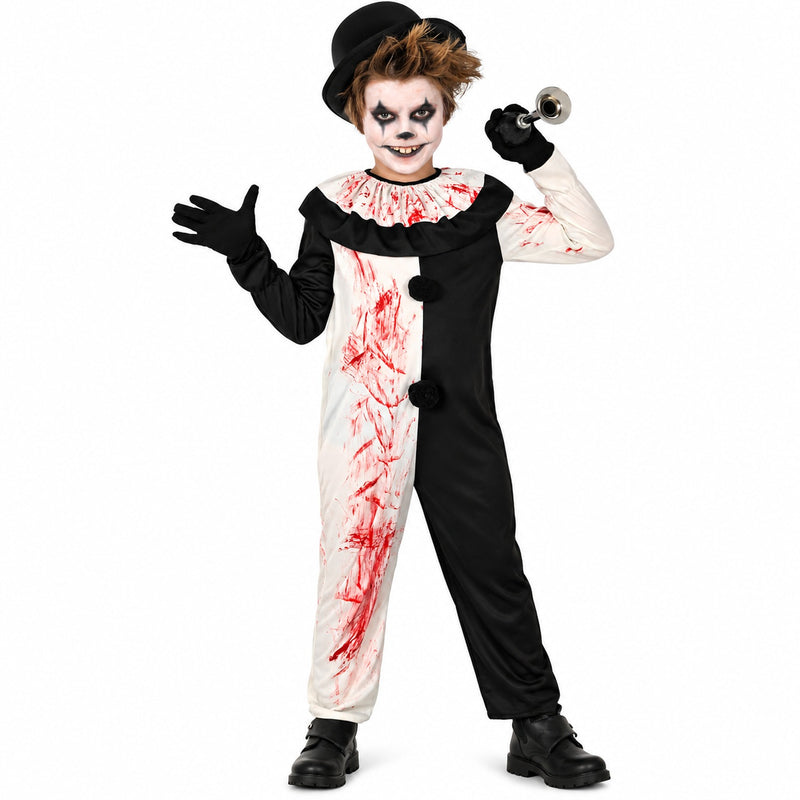 Terror Clown "Harlekin" Kostüm für Kinder | Einteiler