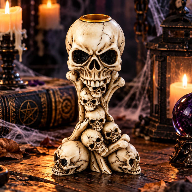 Kerzenhalter „Totenkopf“ 14 cm | Halloween Dekoration