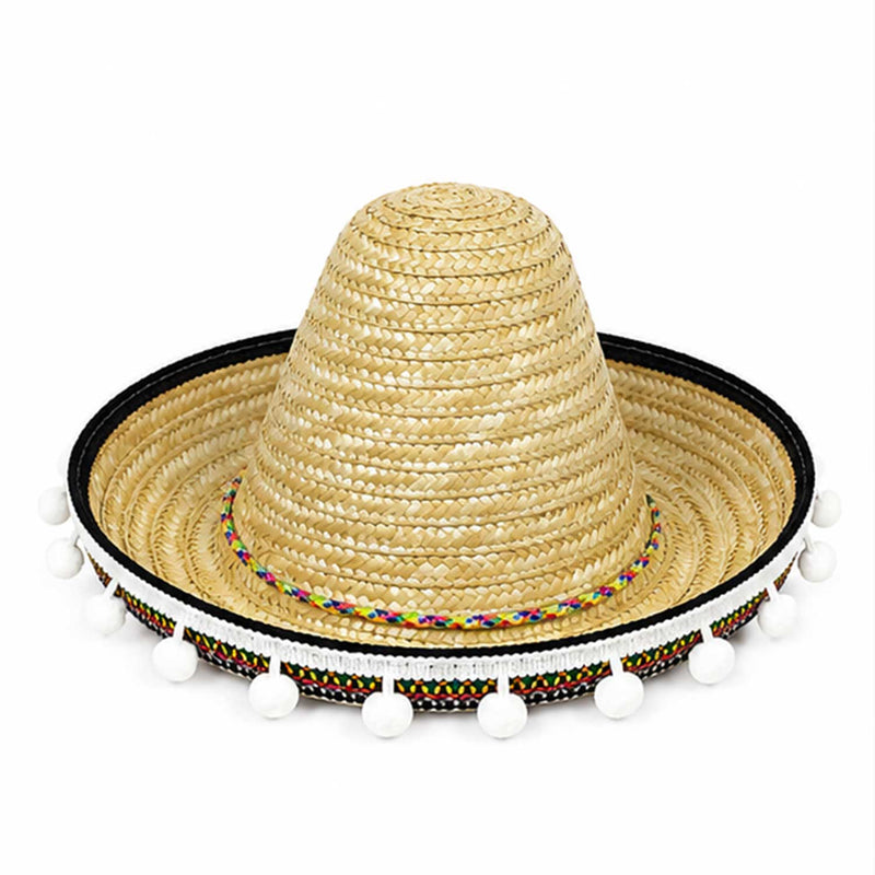 Kinder Mexikaner Sombrero mit Troddeln - Ø 25 cm | Natur