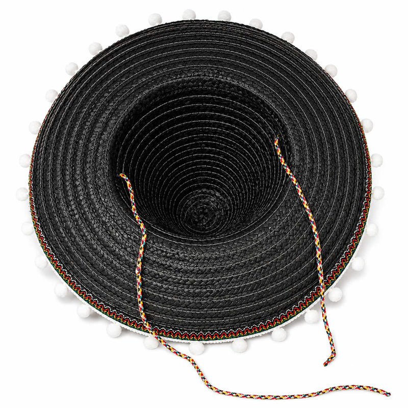 Kinder Mexikaner Sombrero mit Troddeln - Ø 25 cm | Schwarz