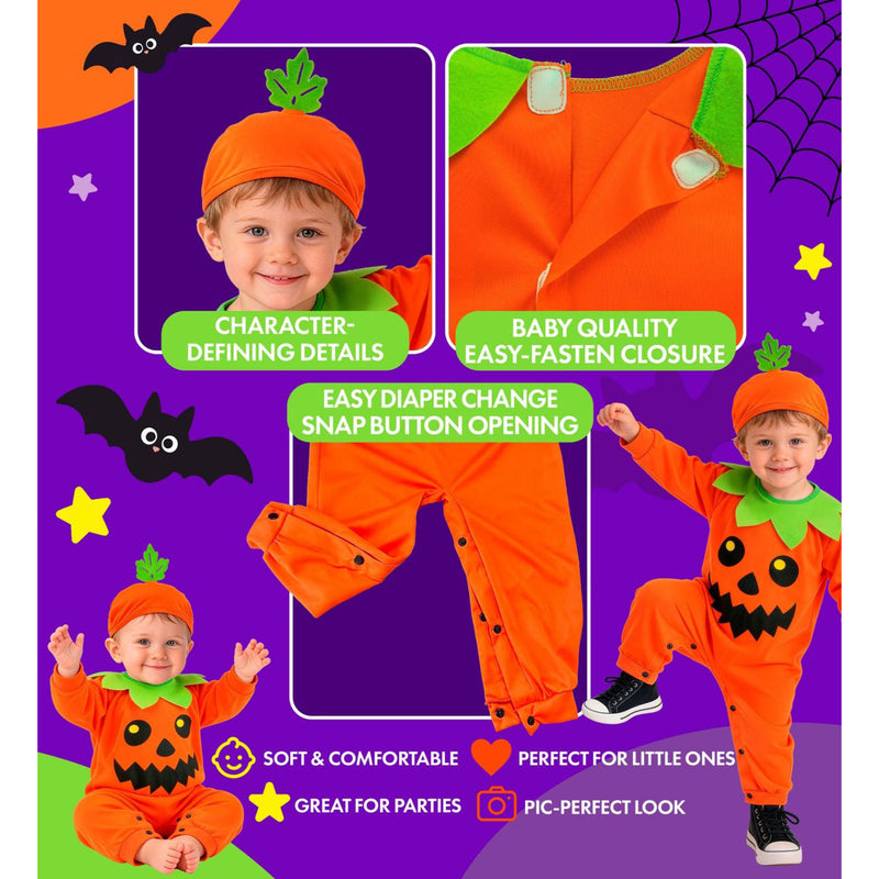 "Kleiner Kürbis" Kostüm für Babys | Overall und Mütze | Orange